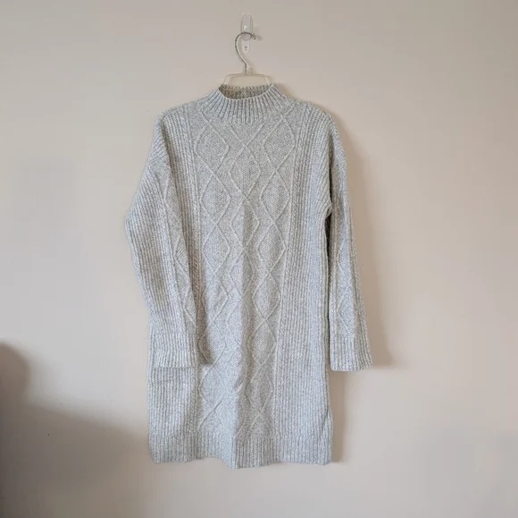 Loft Gray Knit Sweater Dress Size Medium - Picture 1 of 4